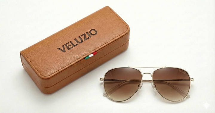 Occhiali da sole Veluzio Classic Gold Aviator - Lenti marroni sfumate