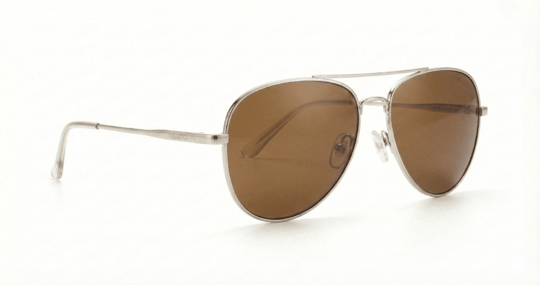 Occhiali da sole Veluzio Classic Gold Aviator - Lenti marroni sfumate - Veluzio New