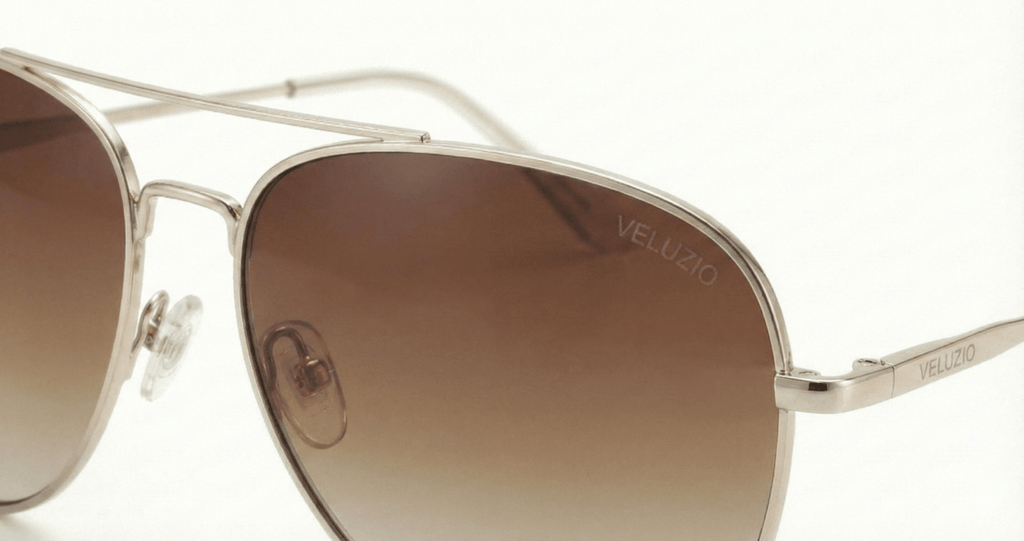 Occhiali da sole Veluzio Classic Gold Aviator - Lenti marroni sfumate - Veluzio New
