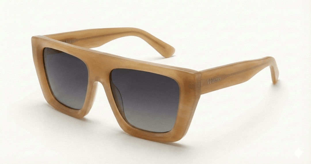Occhiali da Sole Veluzio D - Frame Oversize in Acetato Arachidi marroni - Veluzio New