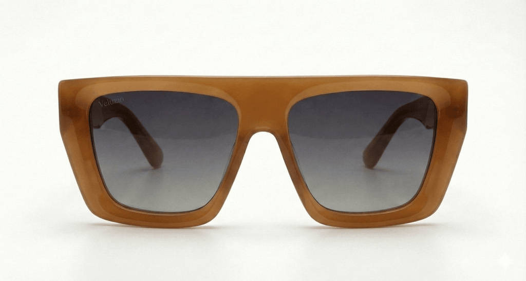 Occhiali da Sole Veluzio D - Frame Oversize in Acetato Arachidi marroni - Veluzio New
