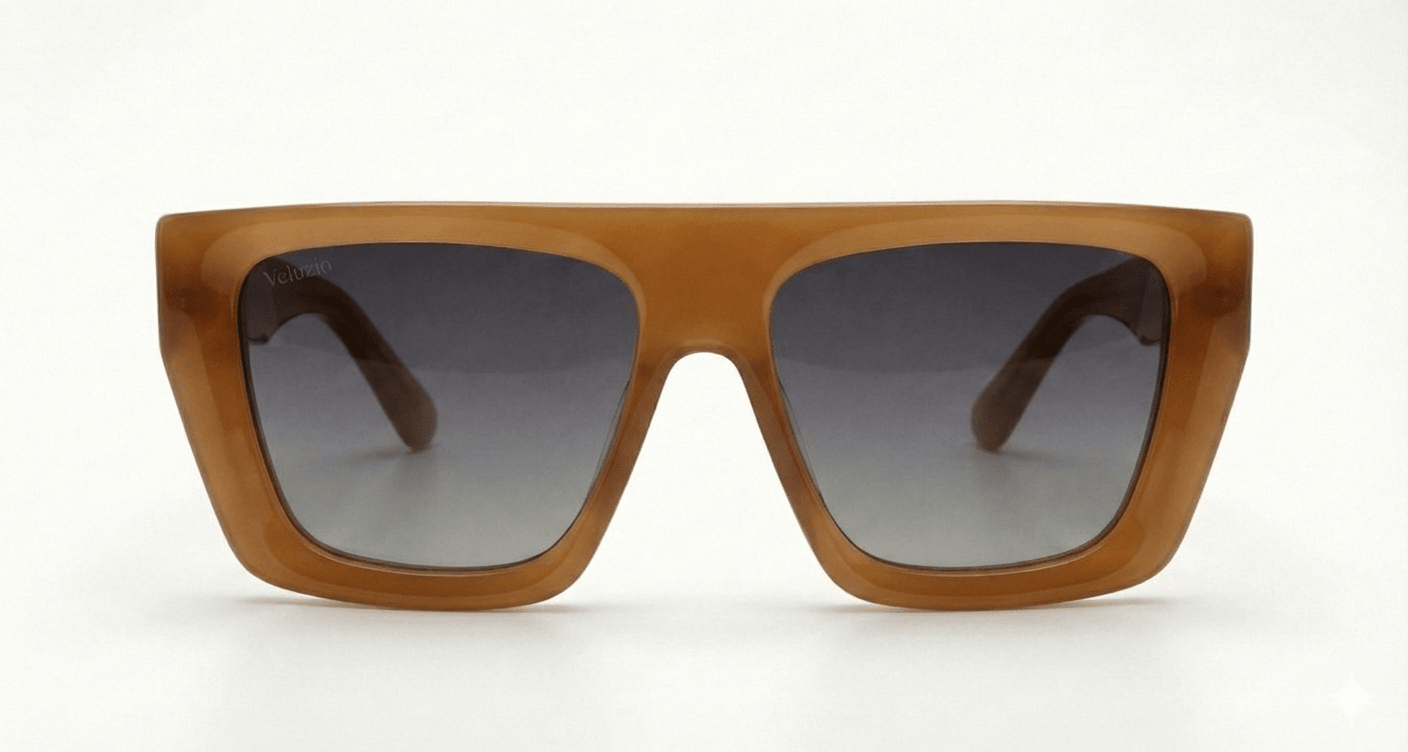 Occhiali da Sole Veluzio D - Frame Oversize in Acetato Arachidi marroni - Veluzio New