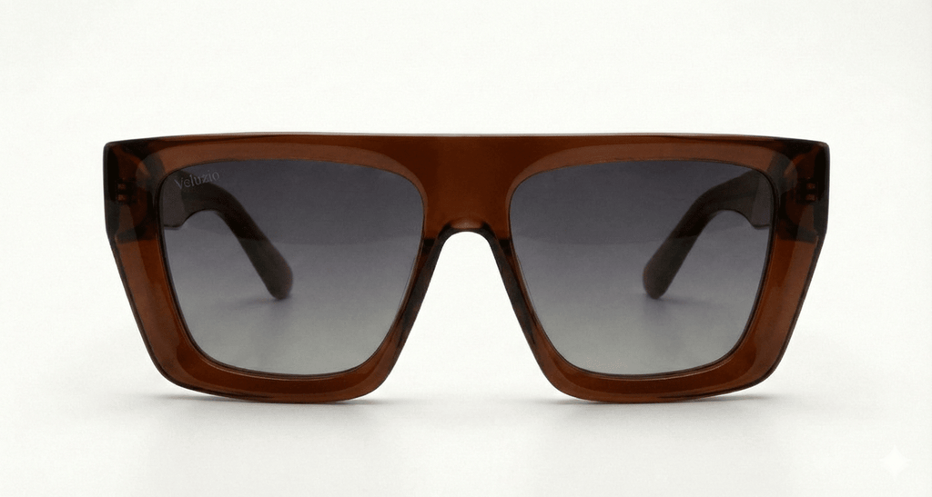 Occhiali da Sole Veluzio D - Frame Oversize in Acetato Marrone - Veluzio New