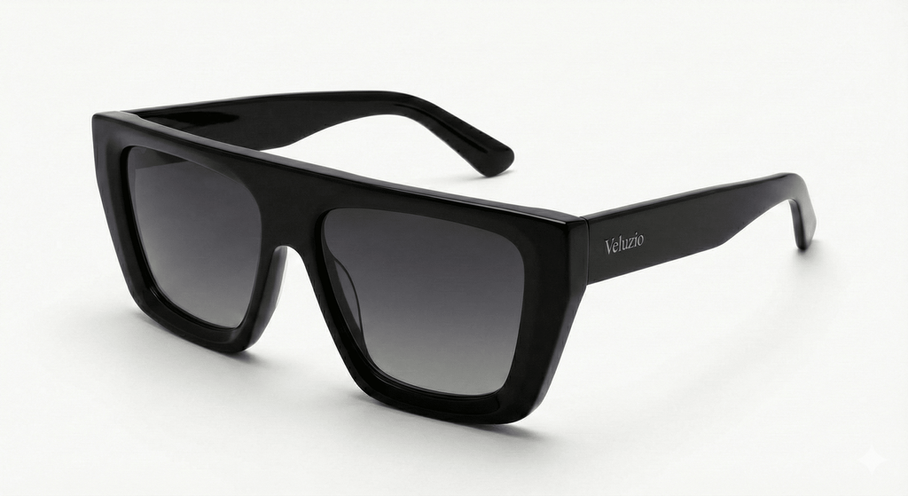 Occhiali da Sole Veluzio D - Frame Oversize in Acetato Nero - Veluzio New
