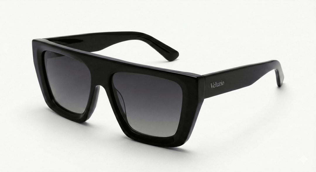 Occhiali da Sole Veluzio D - Frame Oversize in Acetato Nero - Veluzio New