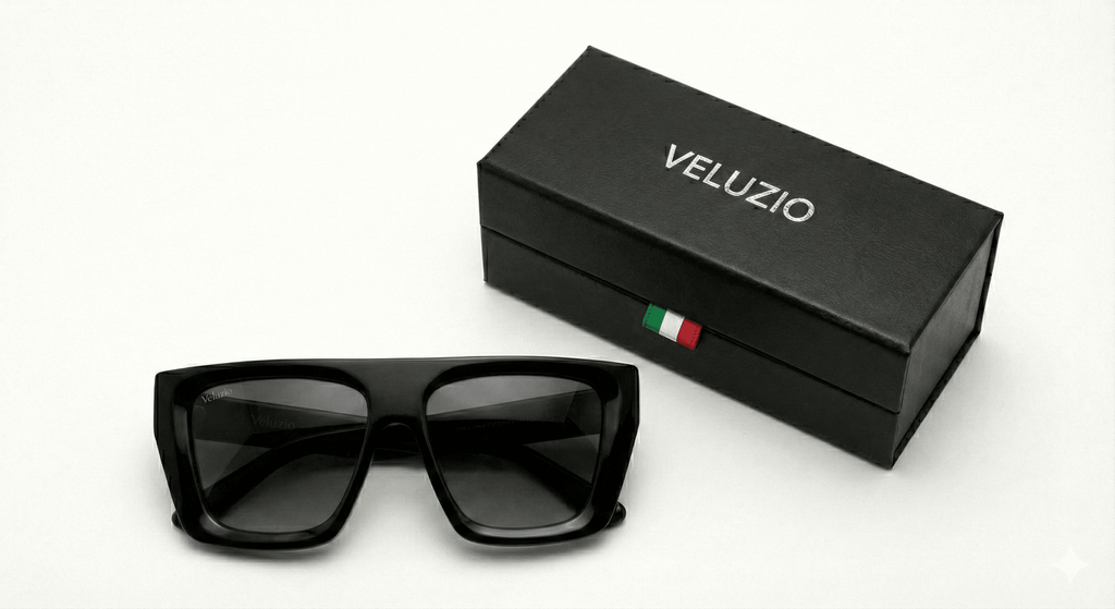 Occhiali da Sole Veluzio D - Frame Oversize in Acetato Nero - Veluzio New