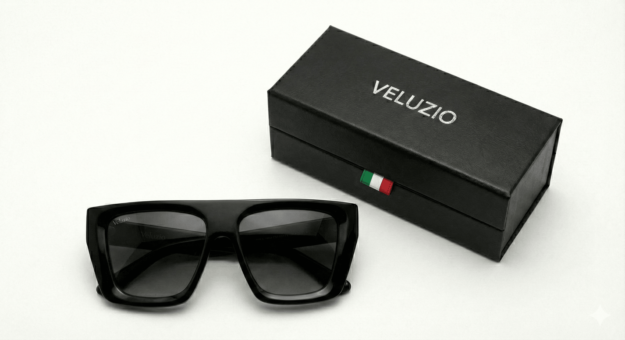 Occhiali da Sole Veluzio D - Frame Oversize in Acetato Nero - Veluzio New