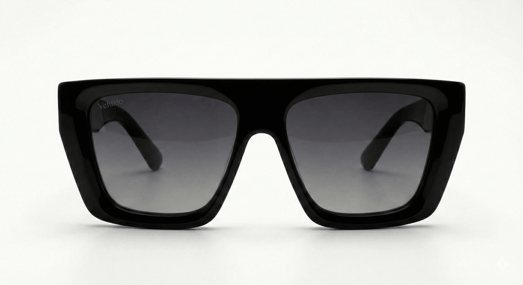 Occhiali da Sole Veluzio D - Frame Oversize in Acetato Nero - Veluzio New