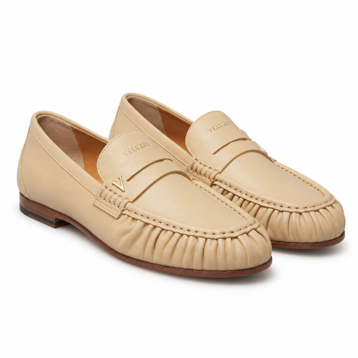 Mocassino Veluzio arricciato in nappa beige – paio