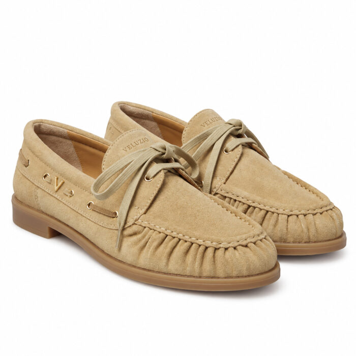 Mocassino Veluzio barca in camoscio beige – paio