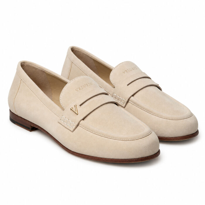 Mocassino Veluzio in camoscio beige chiaro – paio