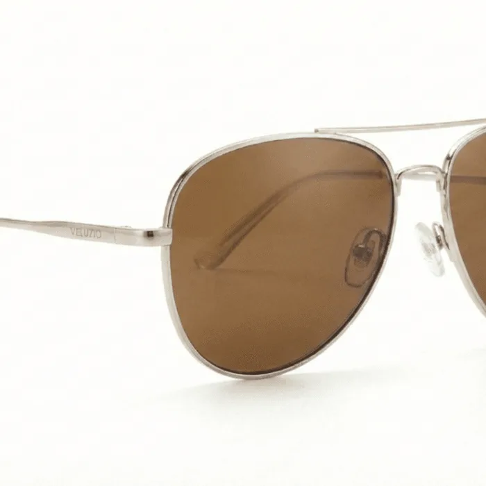 Occhiali da Sole Veluzio Aviator in Acciaio – Lenti Marroni Sfumate